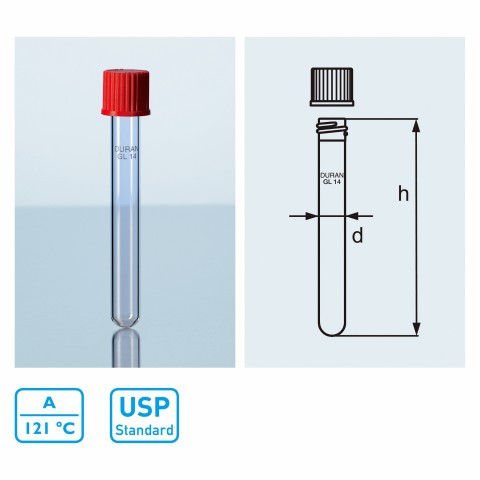 DWK (DURAN)螺旋蓋試管<br>(含PBT紅蓋,可加熱,可乾浴)